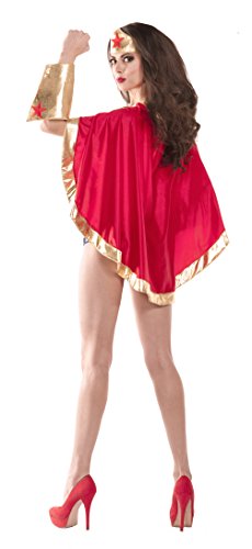 Party King Women's Wonderful Babe Sexy 4 Piece Costume Set, Red/Gold, Small