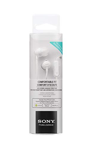 Sony MDREX15AP in-Ear Earbud Headphones with Mic, White