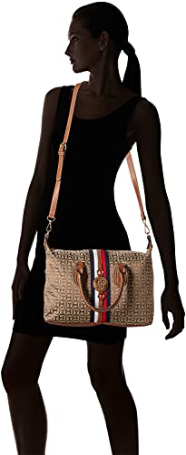 Tommy Hilfiger Jaden Satchel Crossbody Bag, TAN/DK Chocolate
