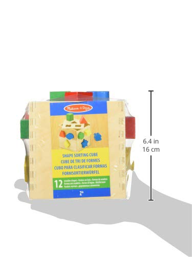 Melissa and Doug Shape Sorting Cube - Classic Wooden Toy With 12 Shapes - Kids Shape Sorter Toys For Toddlers Ages 2+