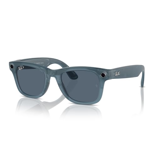 Ray-Ban Meta - Wayfarer (Standard) Smart Glasses - Matte Jeans Transparent, Polarized Dusty Blue