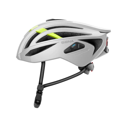 Sena R2X Smart Road Cycling Helmet with Alexa Built-in and Mesh Intercom (Matte White, Large)