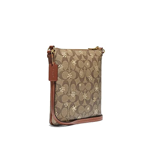 COACH Womens Mini Rowan File Crossbody Bag With Snowflake Print (IM/Khaki/Gold Multi)