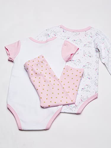 Hudson Baby Unisex Baby Cotton Bodysuit and Pant Set Magical Unicorn, 3-6 Months
