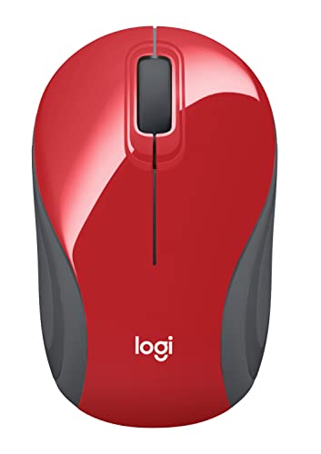 Logitech Wireless Mini Mouse M187 Ultra Portable, 1000 DPI Optical Tracking, 3-Buttons, PC/Mac/Laptop - Red