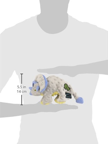 goDog Dinos Frills Squeaky Plush Dog Toy, Chew Guard Technology - Gray, Small