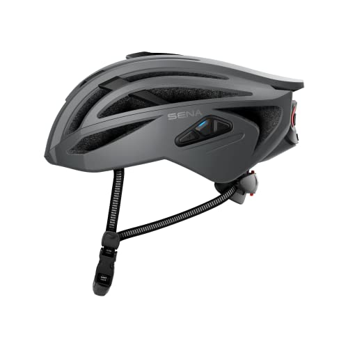 Sena R2X Smart Road Cycling Helmet with Alexa Built-in and Mesh Intercom (Matte Gray, Small)