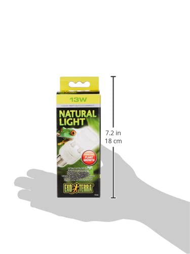 Exo Terra Repti-Glo 2.0 Compact Fluorescent Full Spectrum Terrarium Lamp, 13-Watt (Natural Light)