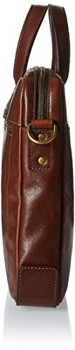 Fossil Men's Haskell Leather Single Zip Briefcase Messenger Device Bag, Cognac , (Model: MBG9343222)
