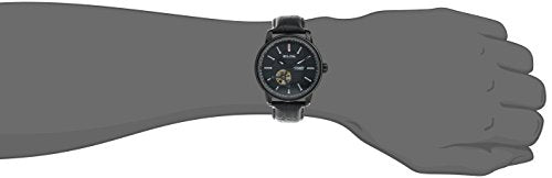 Bulova Men's Classic 3-Hand Automatic Leather Strap Watch, 21-jewels, Hack Feature, Luminous Hands and Markers,Open Aperture and Exhibition Case Back