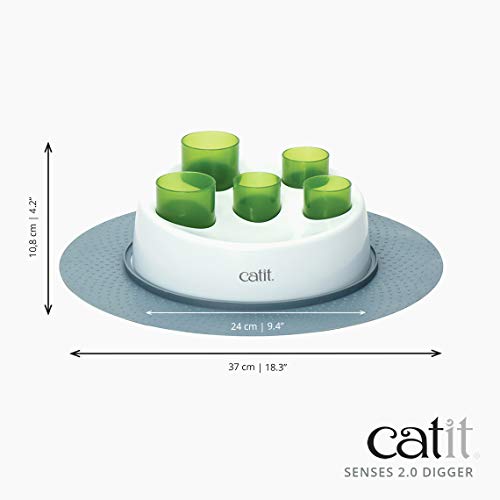 Catit Senses 2.0 Digger Interactive Cat Toy, All Breed Sizes, Green,White, 1-Pack
