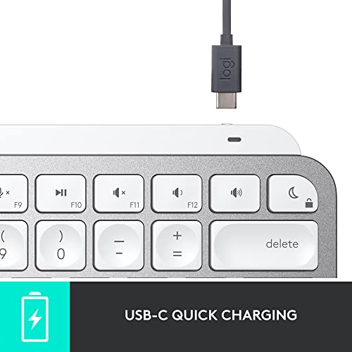 Logitech MX Keys Mini for Mac Minimalist Wireless Illuminated Keyboard, Compact, Bluetooth, Backlit Keys, USB-C, Metal Build, Compatible with MacBook Pro,Macbook Air,iMac,iPad