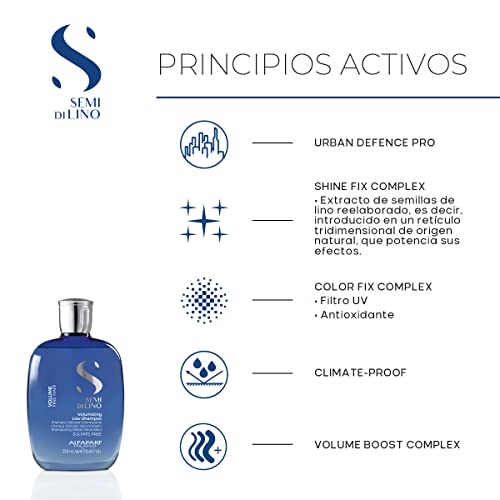 Alfaparf Milano Semi Di Lino Volume Shampoo For Fine Hair – Sulfate Free Volumizing Low Shampoo - Adds Intense Volume, Thickness and Body - Anti-Frizz - Professional Salon Quality - 8.45 fl. Oz.