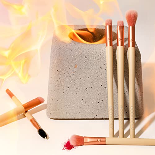 EcoTools Elements Fiery Eye Makeup Brush Set, For Eyeshadow and Eyeliner, Blending Brushes for Eyes, Eco Friendly Makeup Brushes, Limited Edition, Orange, Cruelty Free and Vegan, 6 Piece Set