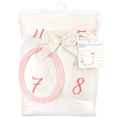 Hudson Baby Unisex Baby Plush Holiday and Milestone Blanket, Girl Adventure Awaits, One Size