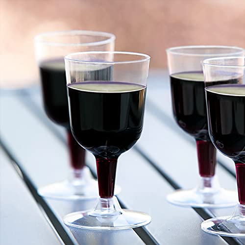 Party Essentials Disposable Hard Plastic Two Pieces Wine Glasses, 40-Count, 5.5-Ounce, Clear
