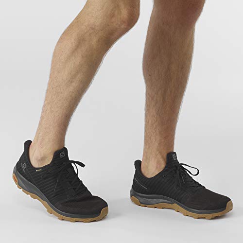 Salomon Outbound Prism Gore-TEX Hiking Boots for Men, Black/Black/Gum1a, 12