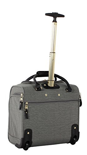 Steve Madden Designer 15 Inch Carry on Suitcase- Small Weekender Overnight Business Travel Luggage- Lightweight 2- Rolling Spinner Wheels Under Seat Bag for Women (Peek-A-Boo Grey)