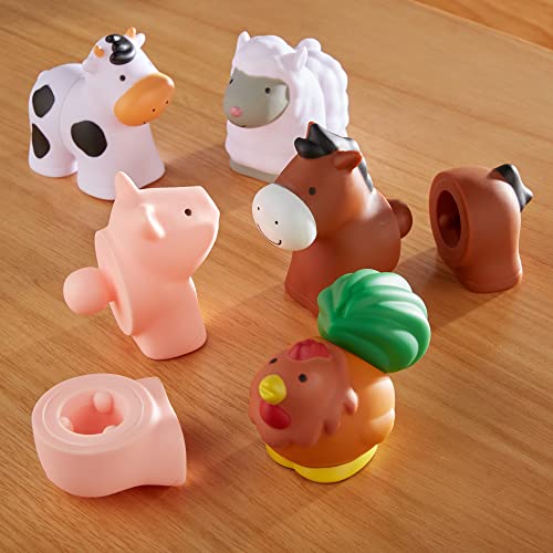 Melissa and Doug Pop Blocs Farm Animals Educational Baby Toy - 10 Linkable Pieces