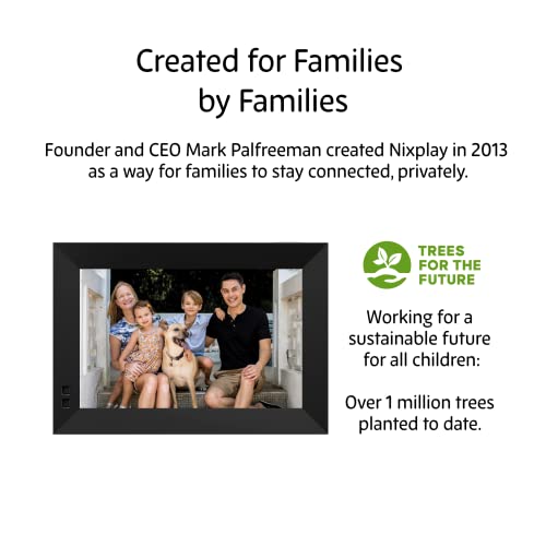 Nixplay 10.1 inch Smart Digital Photo Frame with WiFi (W10F) - Black - Includes 1 year of Nixplay Plus for Exclusive Print Discounts, Family-Sized Storage