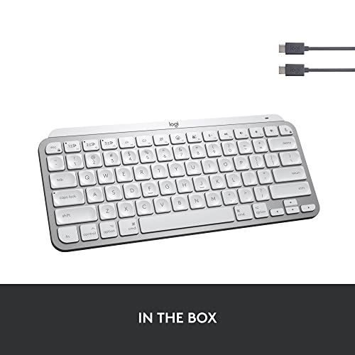 Logitech MX Keys Mini for Mac Minimalist Wireless Illuminated Keyboard, Compact, Bluetooth, Backlit Keys, USB-C, Metal Build, Compatible with MacBook Pro,Macbook Air,iMac,iPad