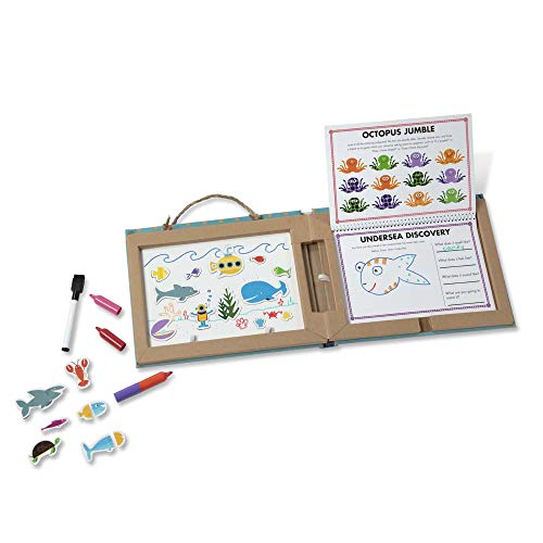 Melissa and Doug Natural Play: Play, Draw, Create Reusable Drawing and Magnet Kit – Ocean (42 Magnets, 5 Dry-Erase Markers)