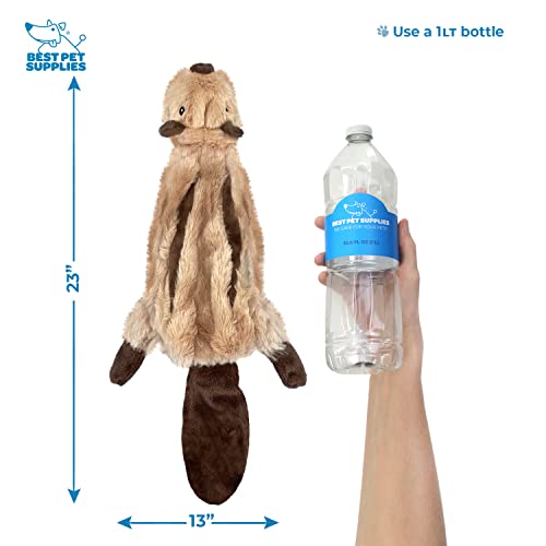 Best Pet Supplies 2-in-1 Stuffless Squeaky Dog Toys with Soft, Durable Fabric for Small, Medium, and Large Pets, No Stuffing for Indoor Play, Holds a Plastic Bottle - Squirrel, Large
