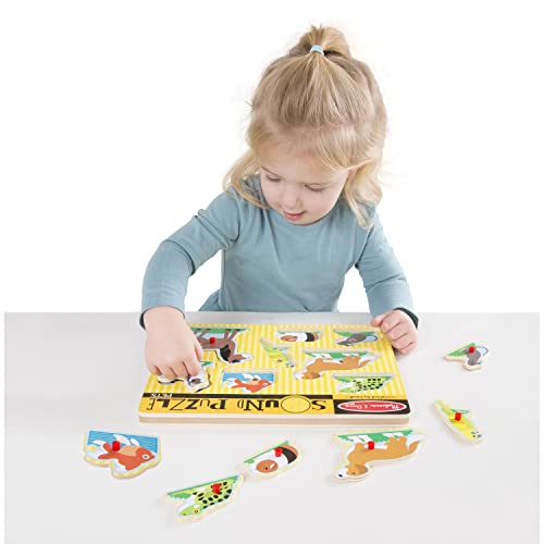 Melissa and Doug Pets Sound Puzzle - Wooden Peg Puzzle With Sound Effects (8 pcs) - Chunky Baby Puzzle, Animal Sounds Puzzles For Toddlers And Preschoolers Ages 2+