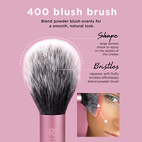 Real Techniques Everyday Essentials Kit, Makeup Brushes and Makeup Blending Sponge, Makeup Tools For Foundation, Blush, Bronzer, and Eyeshadow, Synthetic Bristles, 5 Piece Set