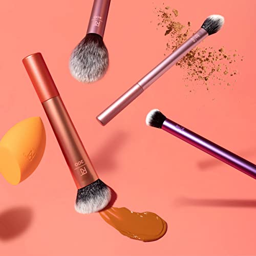 Real Techniques Everyday Essentials Kit, Makeup Brushes and Makeup Blending Sponge, Makeup Tools For Foundation, Blush, Bronzer, and Eyeshadow, Synthetic Bristles, 5 Piece Set