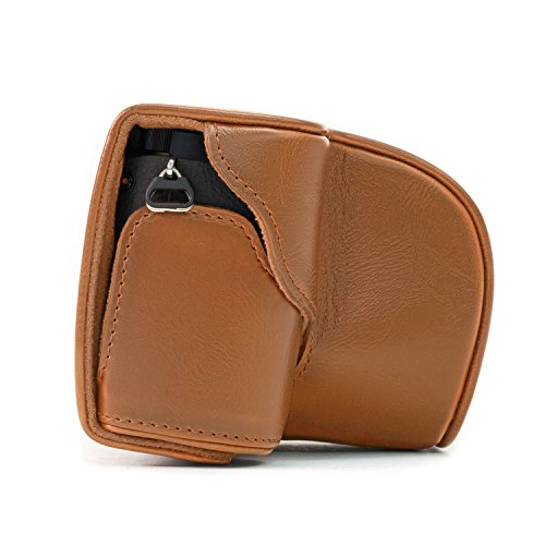 MegaGear 'Ever Ready' Protective Leather Camera Case, Bag for Sony Alpha a5000 Sony a5100 with 16-50mm OSS Lens (Light Brown)
