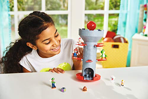 Epoch Games Super Mario Blow Up! Shaky Tower Balancing Game, Tabletop Skill and Action Game with Collectible Action Figures
