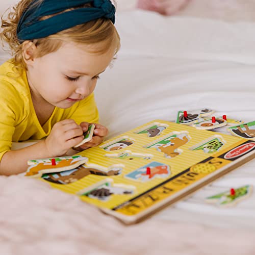 Melissa and Doug Pets Sound Puzzle - Wooden Peg Puzzle With Sound Effects (8 pcs) - Chunky Baby Puzzle, Animal Sounds Puzzles For Toddlers And Preschoolers Ages 2+