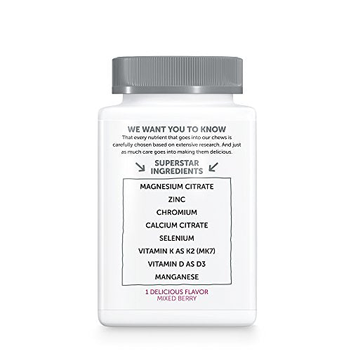 SmartyPants Adult Daily Mineral Vitamins: Calcium, Magnesium Citrate, D3, Zinc and Chromium for Immune Support, Energy, Bone and Muscle Function, 60 Soft Chews (30 Day Supply)