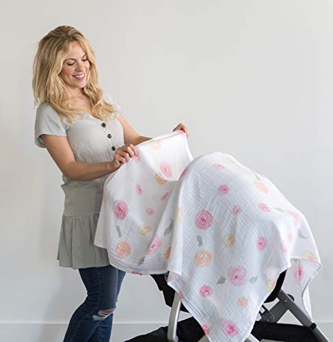 Amazing Baby Cotton Muslin Sleeping Sack, For Baby Girl, Wearable Blanket with 2-way Zipper, Watercolor Roses, Pink, Small (0-6 Month)