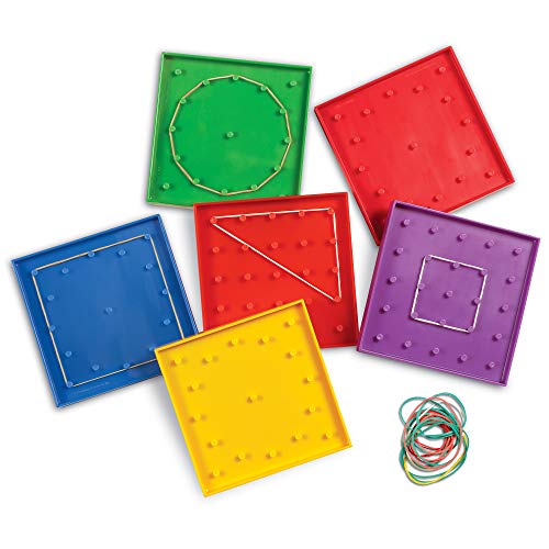 Learning Resources 5-Inch Double-Sided Assorted Geoboard Shapes - 6 Pieces, Ages 5+ Kindergarten Learning Toys, Math Manipulatives for Kids