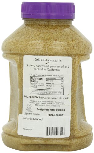 Kirkland Signature Minced California Garlic, 3 Pound (Pack of 2)