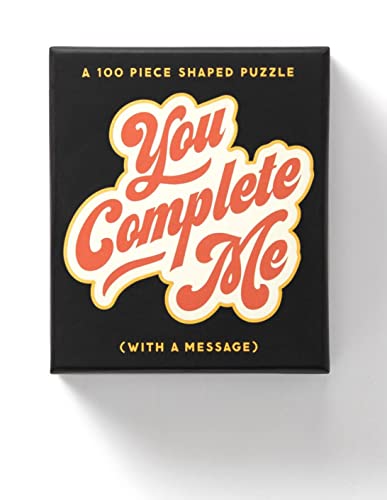 You Complete Me 100 Piece Mini Shaped Puzzle from Brass Monkey - 7.25' x 6.8' Mini Puzzle for Adults, Eye-Catching Design, Gold Foil Accents, Unique Gift Idea!