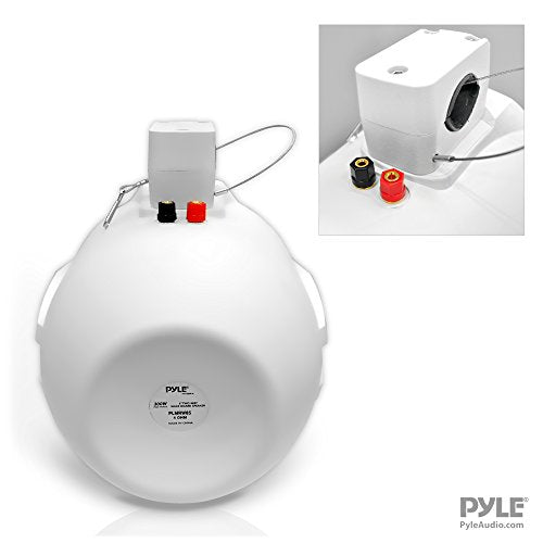 Pyle Waterproof Marine Wakeboard Tower Speakers - 8in Dual Subwoofer Speaker Set and 1” Tweeter with 300 Watt Power - 2-Way Boat Audio Stereo System with Mounting Bracket - 1 Pair PLMRW85 (White)