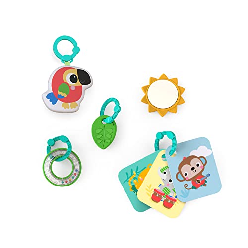 Bright Starts 4-in-1 Groovin’ Kicks Piano Gym, Tummy Time Play Mat and Activity Baby Toys, Green - Tropical Safari, Newborn to Toddler