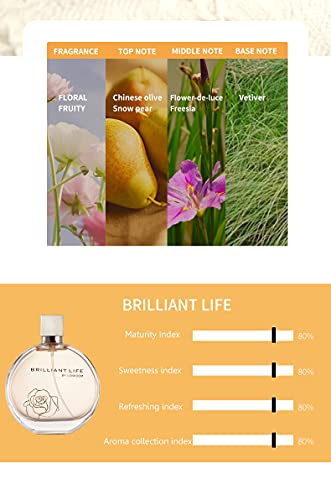 Lonkoom Brilliant Life - Fragrance for Women - Floral and Fruity Scent - Perfume Notes of Chinese Olive, Snow Pear, Lily, Freesia, and Vetiver - Long Wearing Aromatic Projection - 3.4 oz EDP Spray