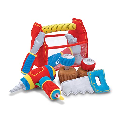 Melissa and Doug Toolbox Fill and Spill Toddler Toy With Vibrating Drill (9 pcs)