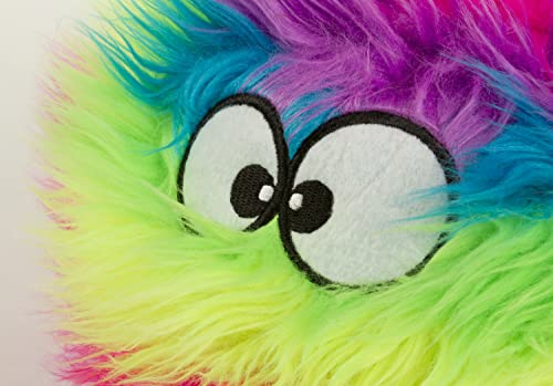 goDog Furballz Squeaky Plush Ball Dog Toy, Chew Guard Technology - Rainbow, Large, for All Breed Sizes