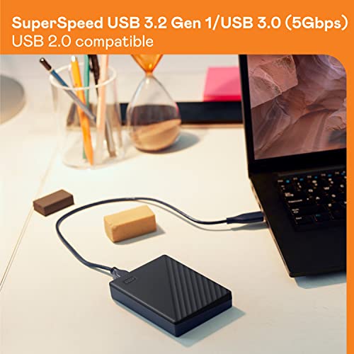 WD 1TB My Passport Portable External Hard Drive with backup software and password protection, Black - WDBYVG0010BBK-WESN