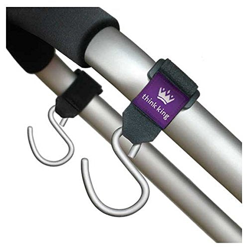 Think King Mighty Hook for Stroller, Wheelchair, Walker, 2 Pack, Black/Brushed Aluminum, 2 Count (Pack of 1)