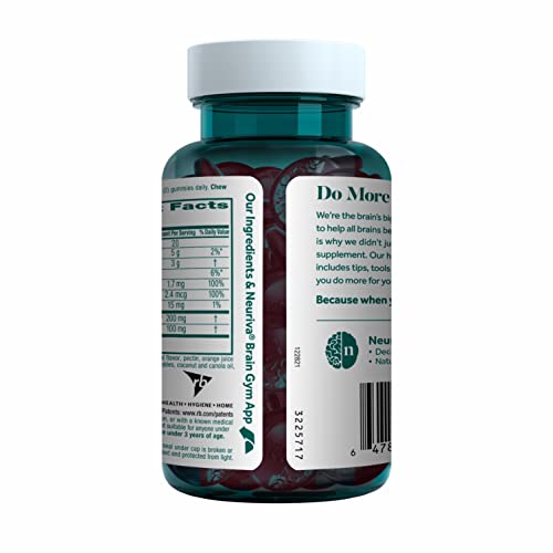 NEURIVA Plus Brain Supplement for Memory,Focus and Concentration+Cognitive Function with Vitamins B6 and B12 and Clinically Tested Nootropics Phosphatidylserine and Neurofactor,50ct Strawberry Gummies