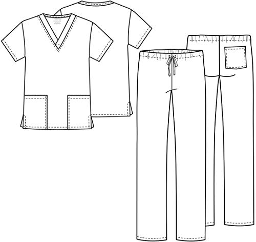 Cherokee Men and Women M Scrubs Set Workwear Originals Top and Pant WW530C, Hunter