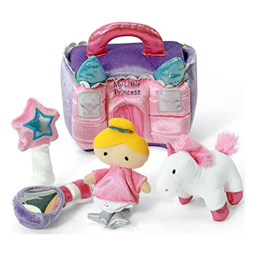 Baby GUND Play Soft Collection, Princess Castle 5-Piece Plush Playset with Rattle, Squeaker and Crinkle Plush Toys, Sensory Toy for Babies and Newborns, 7”