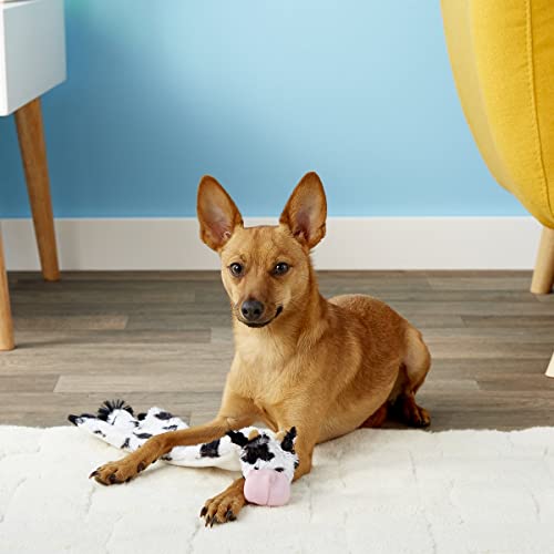 SPOT Skinneeez Crinklers | Stuffless Dog Toys with Squeaker For Small Dogs | Crinkle Toy For Small Puppies | 14' | Cow Design | By Ethical Pet