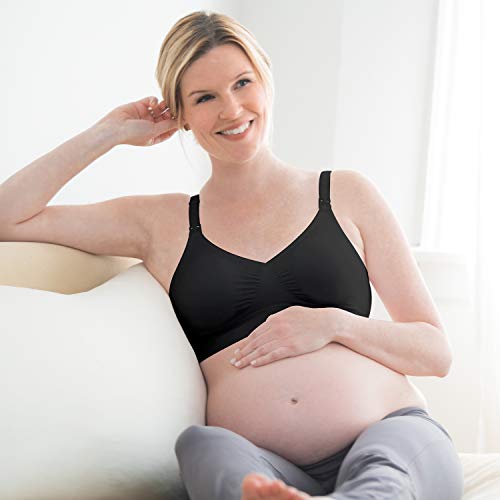 Medela Maternity and Nursing T-Shirt Bra, Non Wired and Ultra Comfortable Maternity Bra that Grows With You, XL, Black